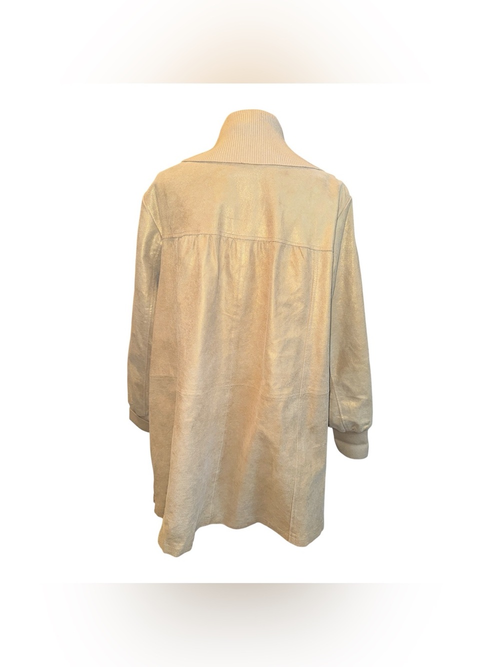 Vintage Bernardo Tan-Gold Leather Coat 2XL #96 - Picture 2 of 5